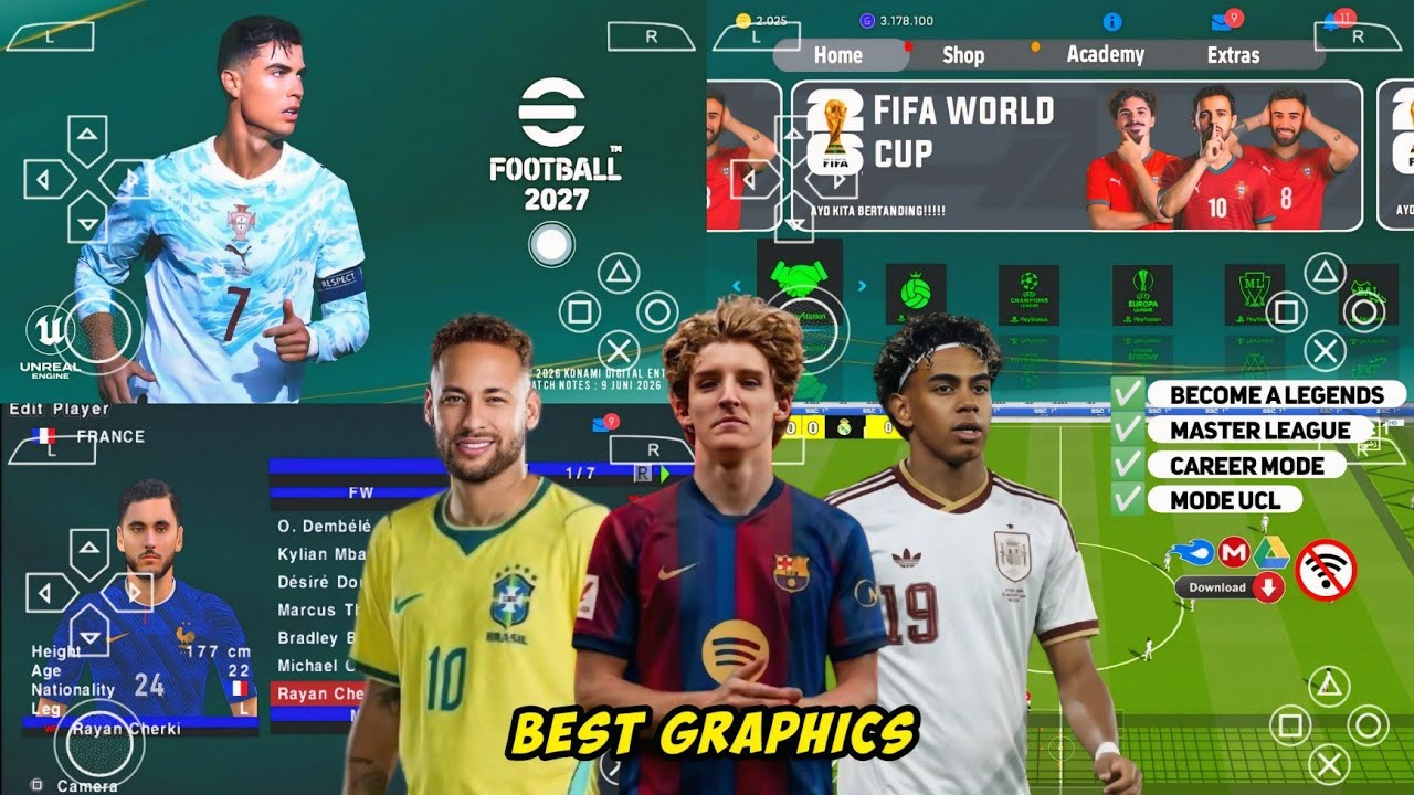 eFootball PES 2026 PPSSPP ISO Original Download – PS5 Camera & Latest Squads