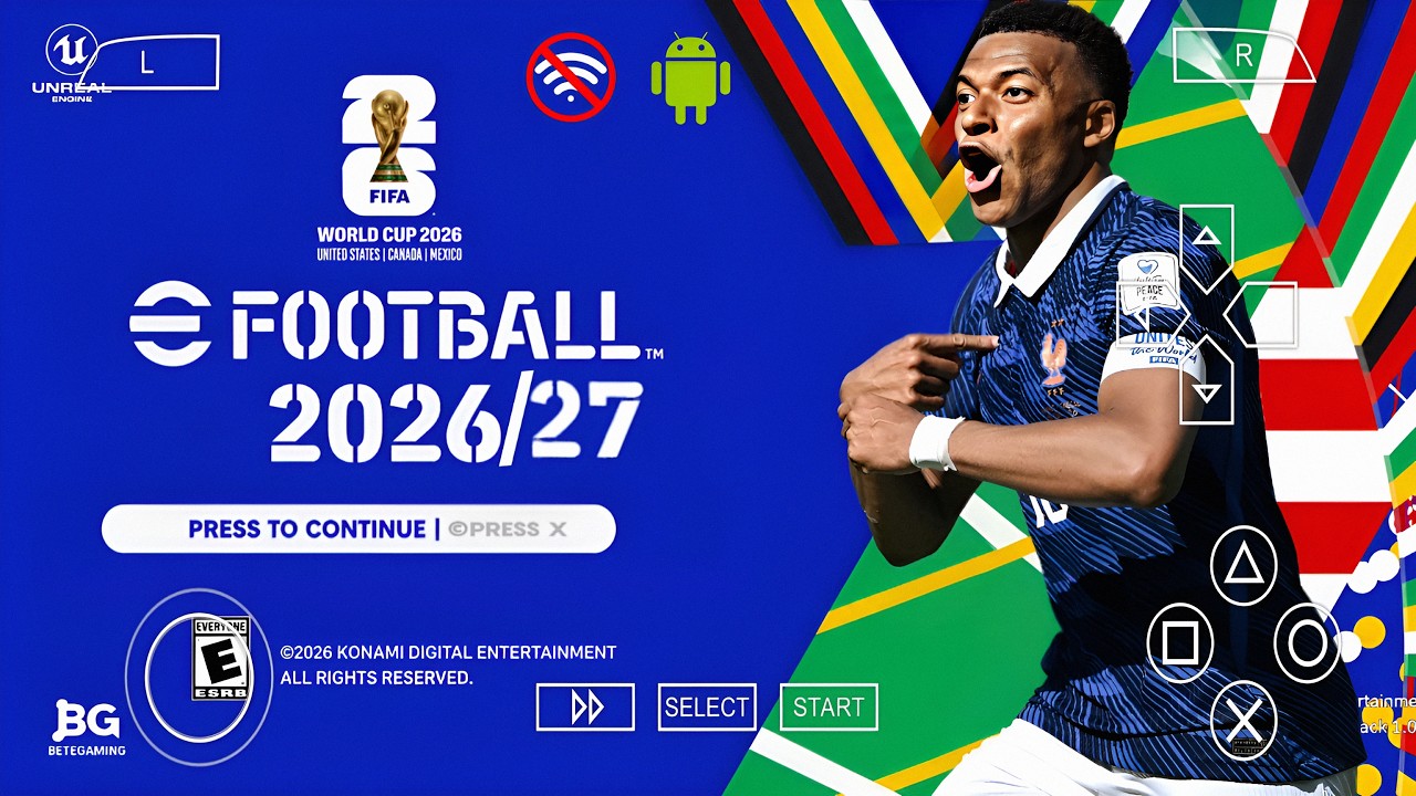 eFootball PES 2026 PPSSPP ISO, PS5 Camera & Offline