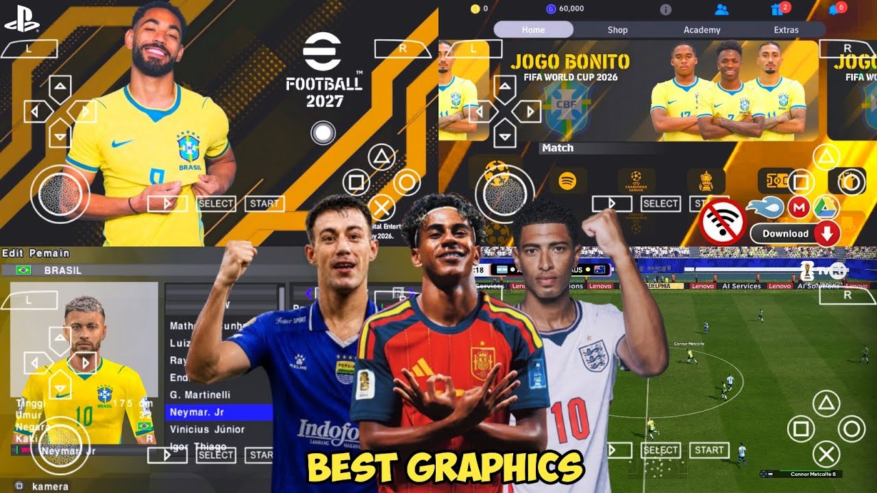 eFootball PES 2026 PPSSPP Files for Android, Real Faces & Offline